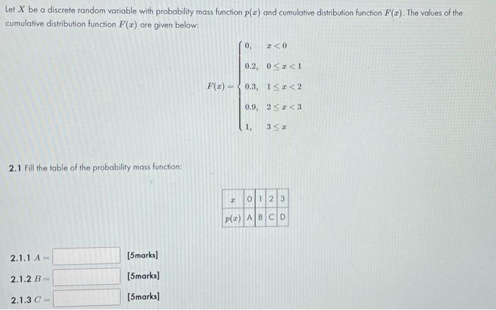 Solved Let X Be A Discrete Random Variable With Probability | Chegg.com