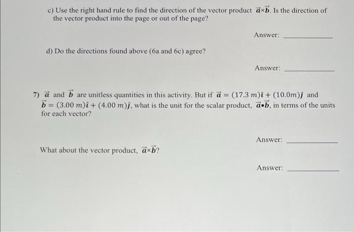 Solved Vectors Show your work for each of the questions | Chegg.com