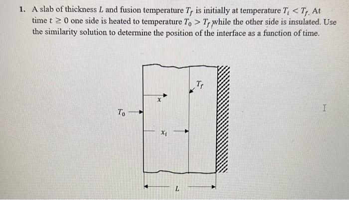 Solved 1. A slab of thickness L and fusion temperature Tf is | Chegg.com