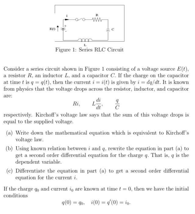 Solved E Figure 1 Series Rlc Circuit Consider A Seri Chegg Com
