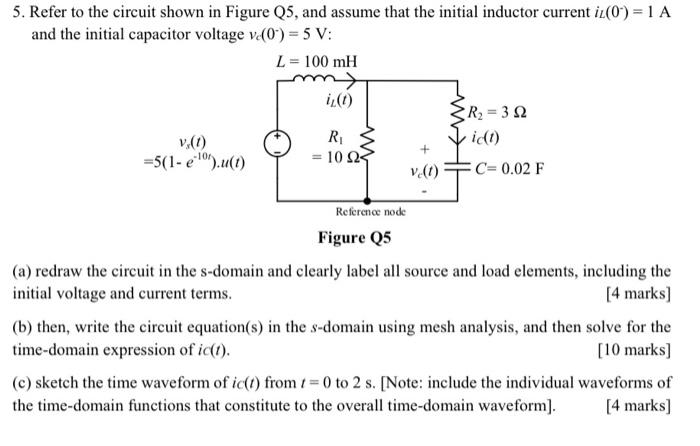 Solved 5. Refer to the circuit shown in Figure Q5, and | Chegg.com