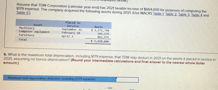 Solved Assume that TDW Corporation (calendar year-end) has | Chegg.com