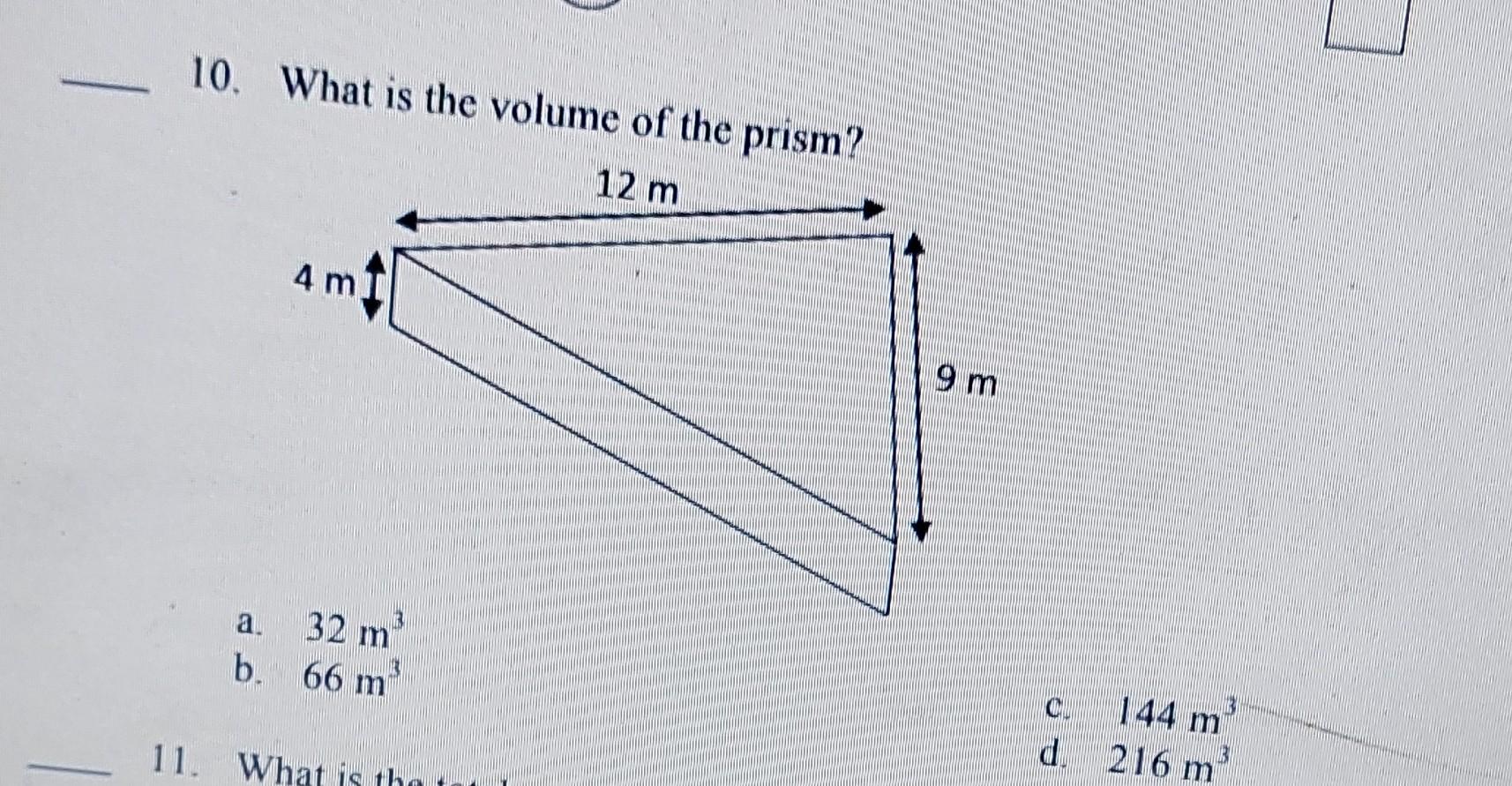 Solved 0 . What Is The Volume Of The Prism? B | Chegg.com