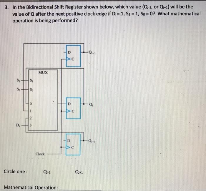 Solved 3. In the Bidirectional Shift Register shown below, | Chegg.com
