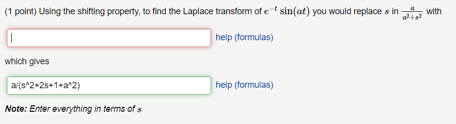 Solved Point Using The Shifting Property To Find The Chegg Com