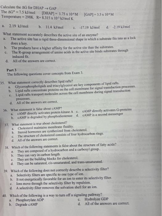 Solved Calculate the G for DHAP →GAP The ΔG∘=7.5 | Chegg.com