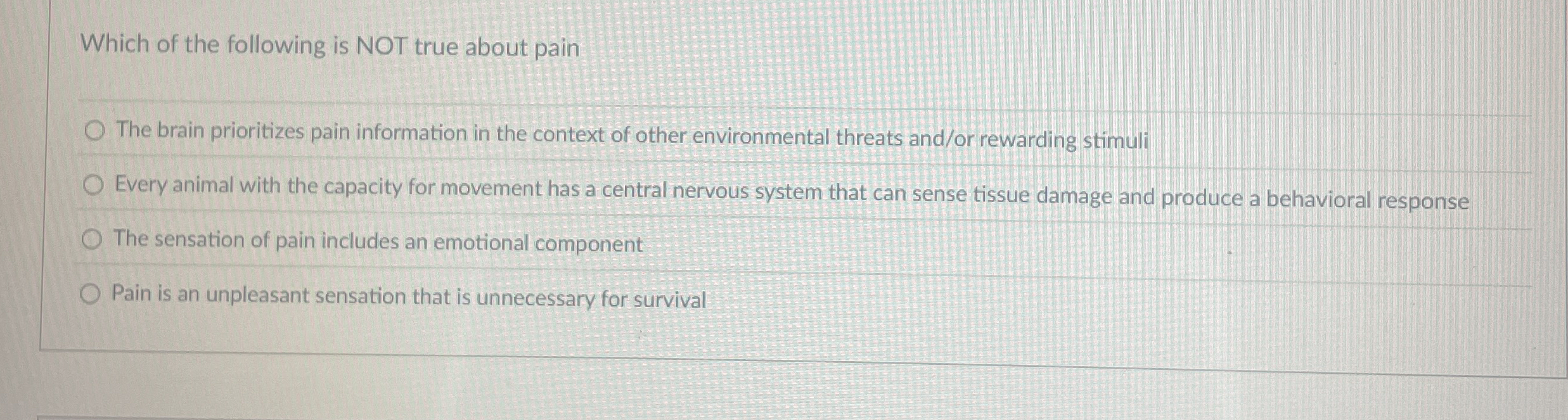 Solved Which Of The Following Is Not True About Pain The