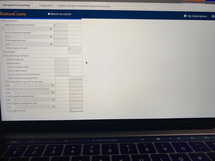 Solved My Managerial Accounting Assignments Chapter 2 | Chegg.com