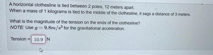 Solved A horizontal clothesline is tied between 2 poles, 12 | Chegg.com