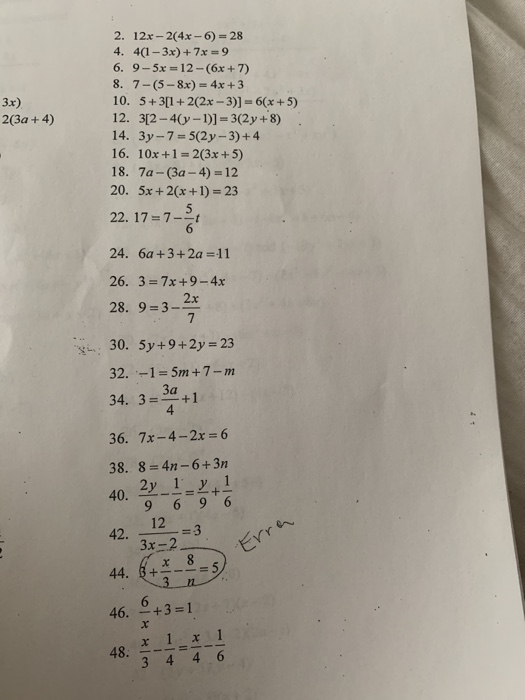 3 4x 4 )= 2 5x 9 )- 12