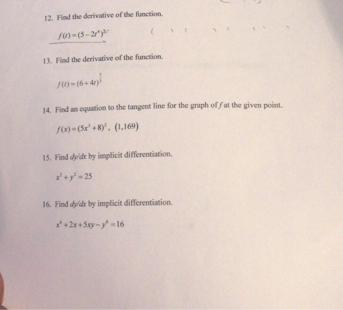 12 Find The Derivative Of The Function Ft5 2