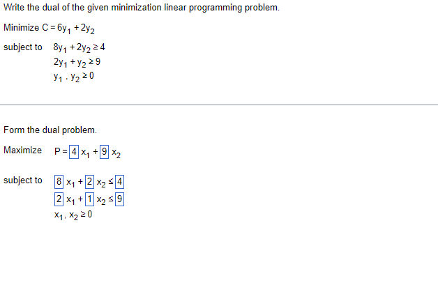 Solved Write the dual of the given minimization linear | Chegg.com