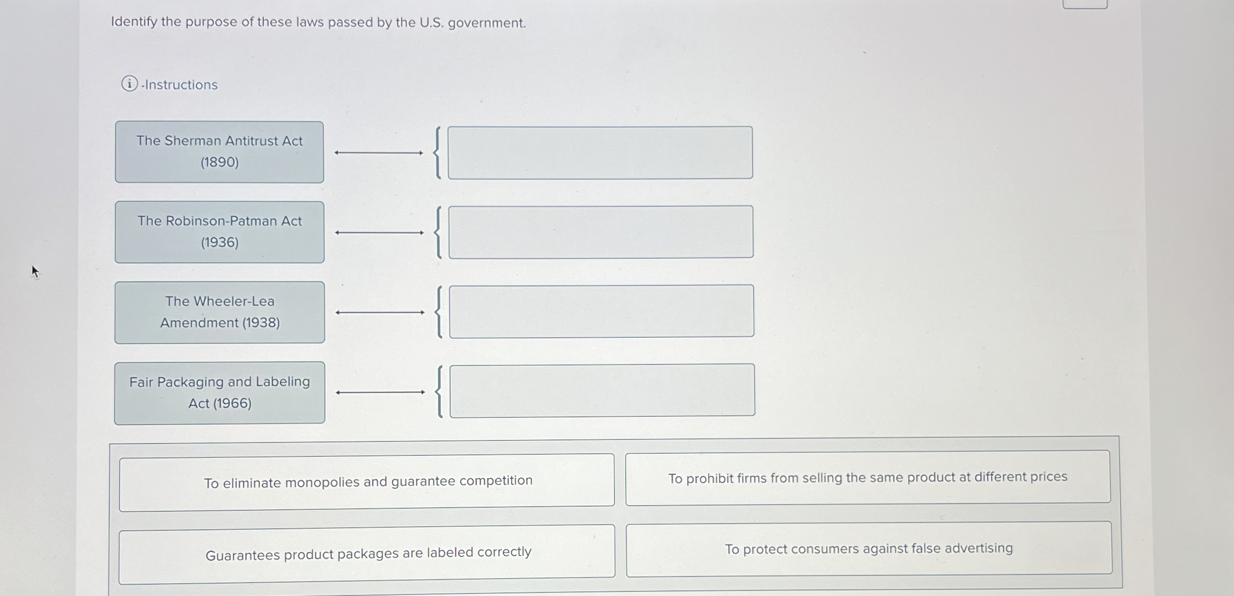 Identify the purpose of these laws passed by the U.S.