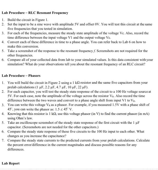 Solved Lab Procedure - RLC Resonant Frequency 1. Build the | Chegg.com