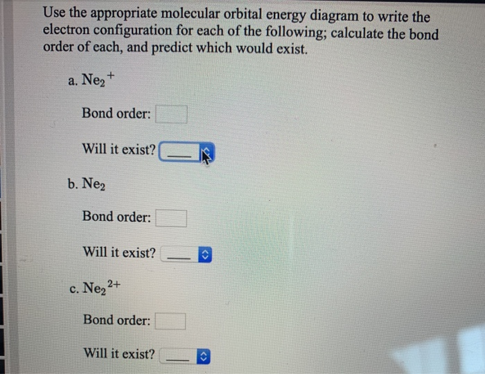 Solved Use the appropriate molecular orbital energy diagram | Chegg.com