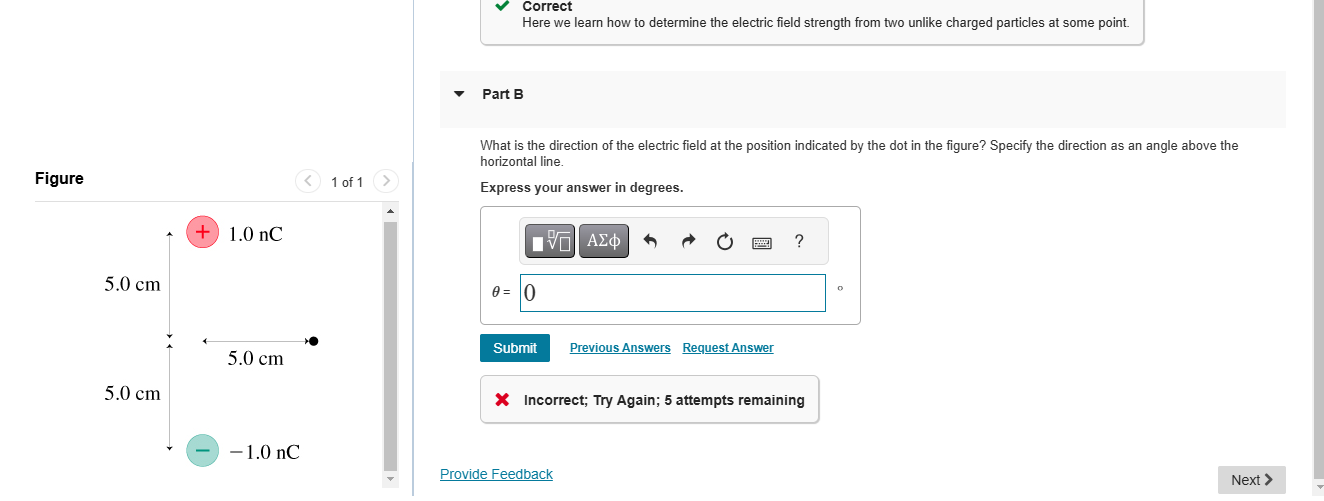 Part BWhat is the direction of the electric field at | Chegg.com