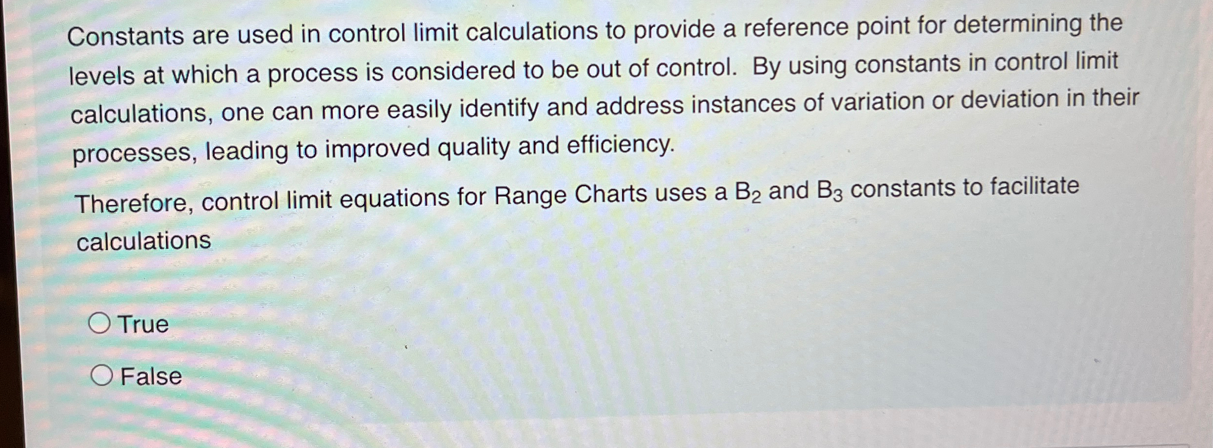 Solved Constants are used in control limit calculations to | Chegg.com