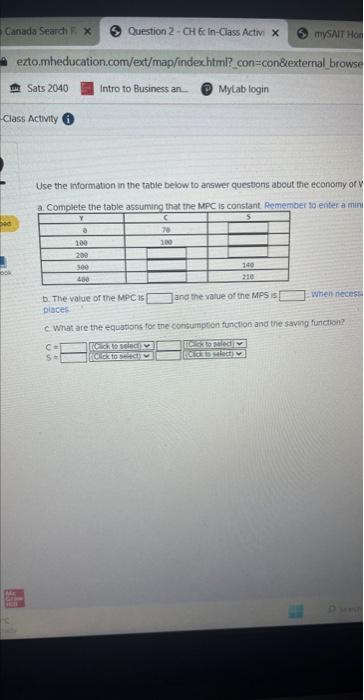 Solved Use the information in the table below to answer | Chegg.com