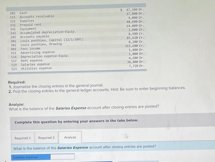 Solved Required: 1. Journalize the closing entries in the | Chegg.com