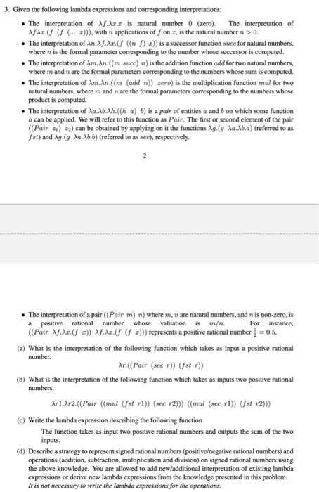 Solved 3. Given the following lambda expressions and | Chegg.com