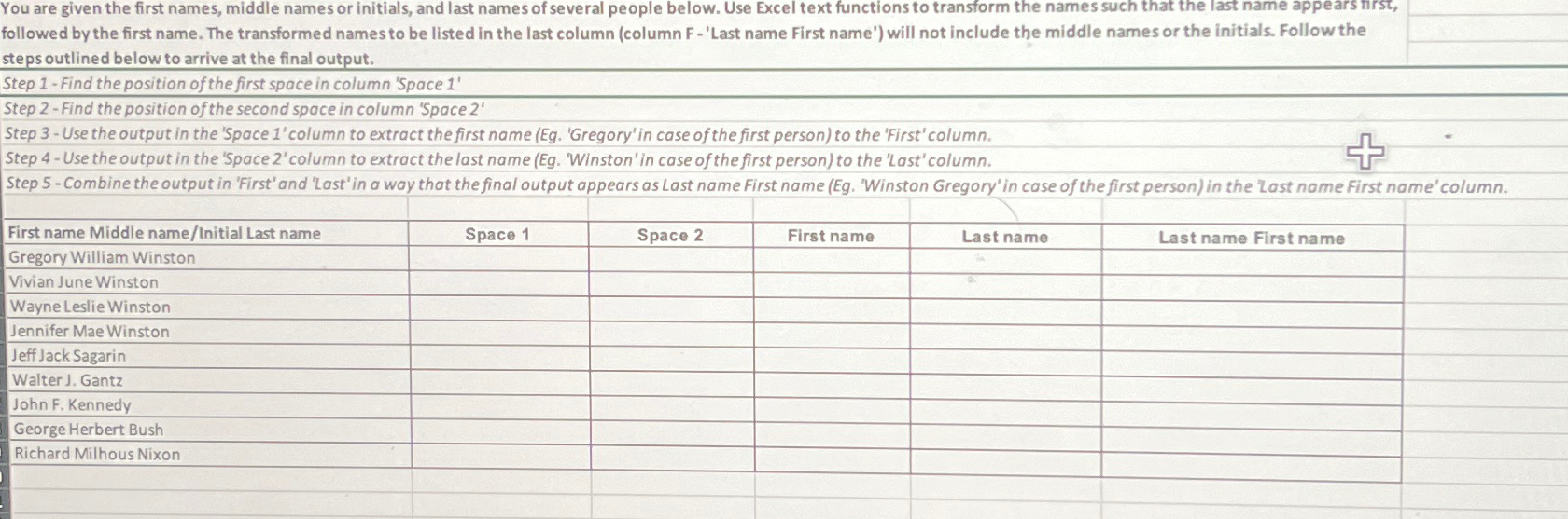 Solved You are given the first names, middle names or | Chegg.com