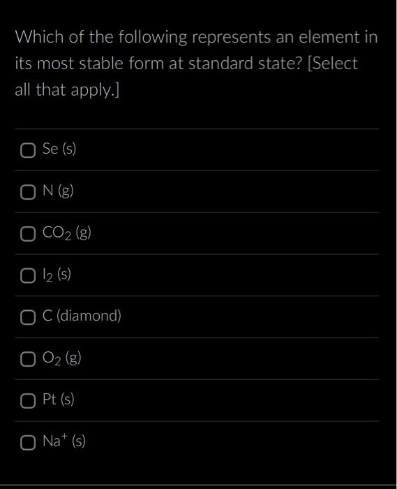 Solved Which of the following represents an element in its | Chegg.com