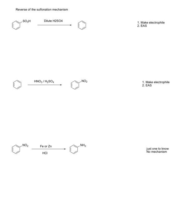 Solved Reverse of the sulfonation mechanism Dilute H2SO4
