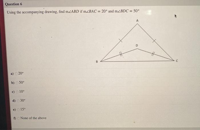 Solved Question 6 Using the accompanying drawing, find m2ABD | Chegg.com