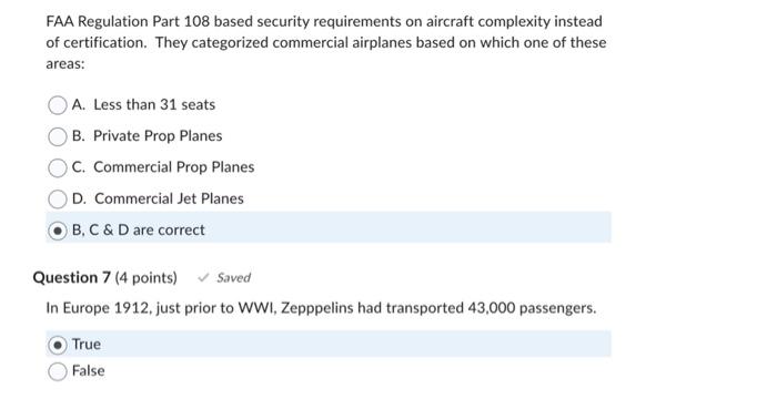 Solved FAA Regulation Part 108 Based Security Requirements | Chegg.com