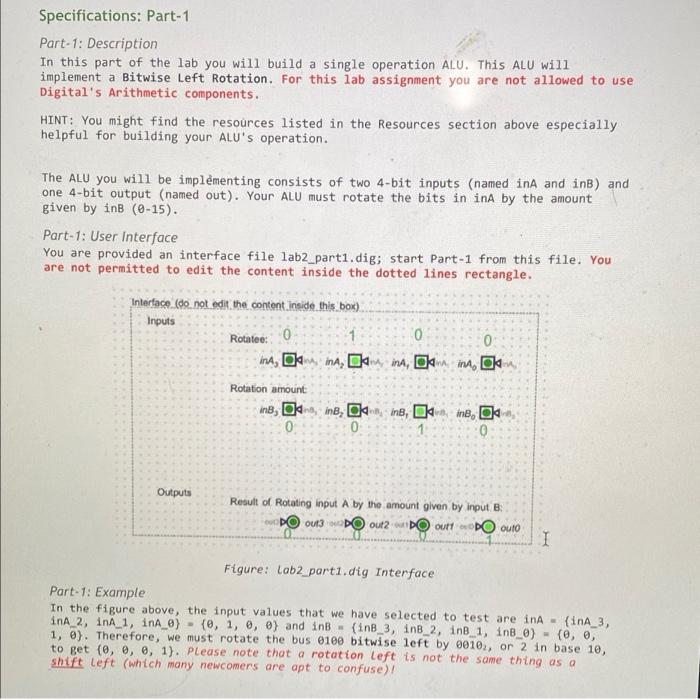 Solved Specifications: Part-1 Part-1: Description In this | Chegg.com