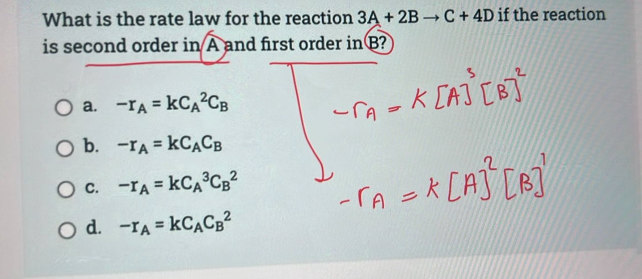 Solved What is the rate law for the reaction 3A+2B→C+4 ﻿D if | Chegg.com