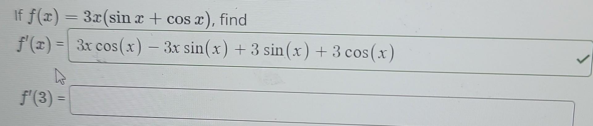 find the value of x if 3 sin x = cos x