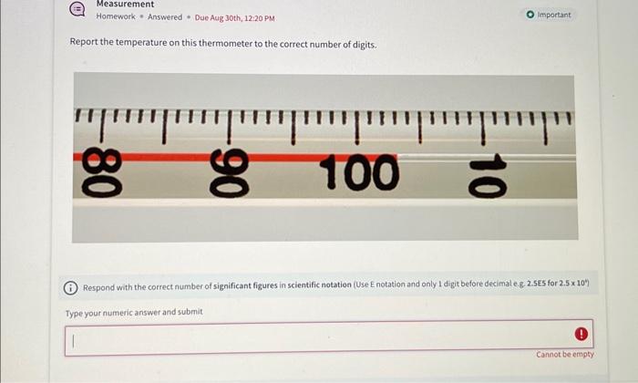 Solved report the tenperature on this thermometer to the | Chegg.com