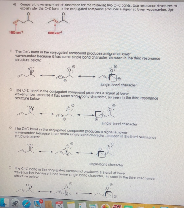 Solved 4) Compare the wavenumber of absorption for the | Chegg.com