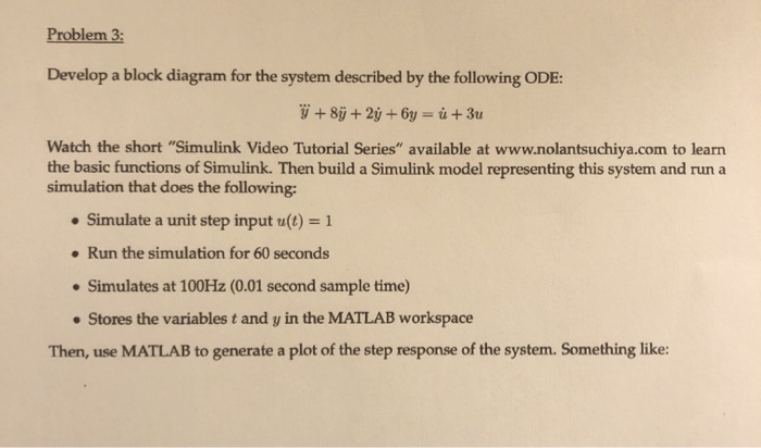 Solved Problem 3: Develop a block diagram for the system | Chegg.com