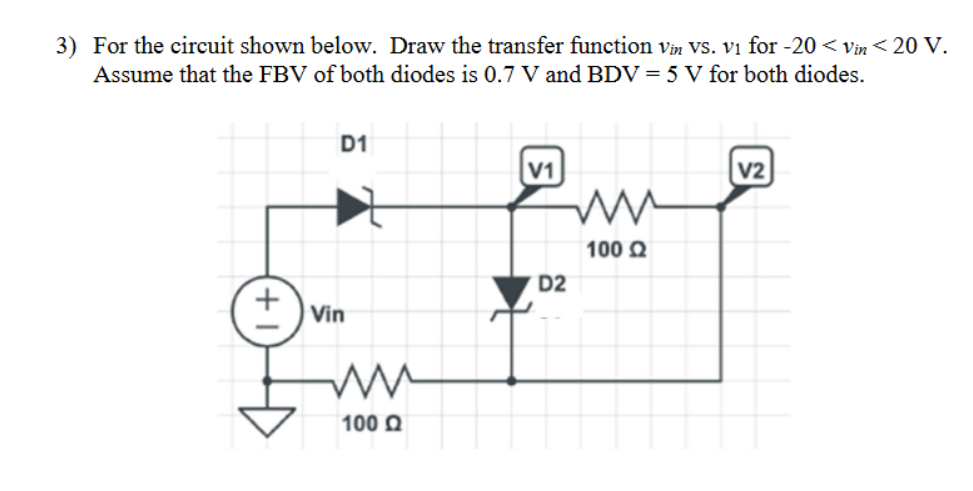 Solved For the circuit shown below. Draw the transfer | Chegg.com