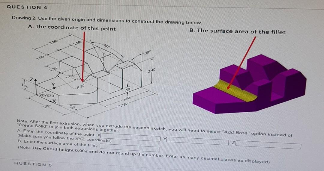 Solved QUESTION 4 Drawing 2. Use the given origin and | Chegg.com