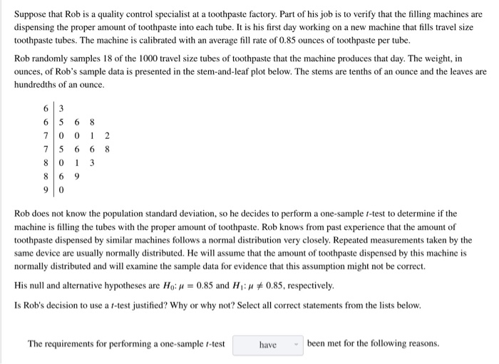 Solved Suppose that Rob is a quality control specialist at a | Chegg.com
