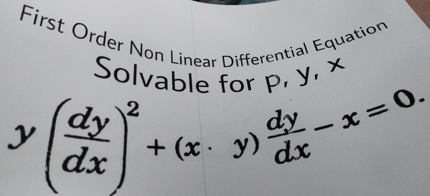 Solved Fir st Order Non Linear Differential Equartion | Chegg.com