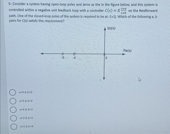 Solved 5 Consider A System Having Open Loop Poles And Zeros