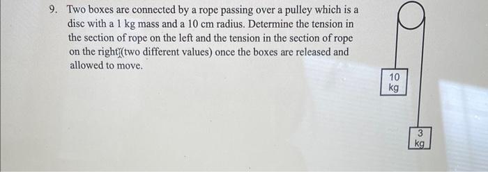 Solved 9. Two boxes are connected by a rope passing over a | Chegg.com