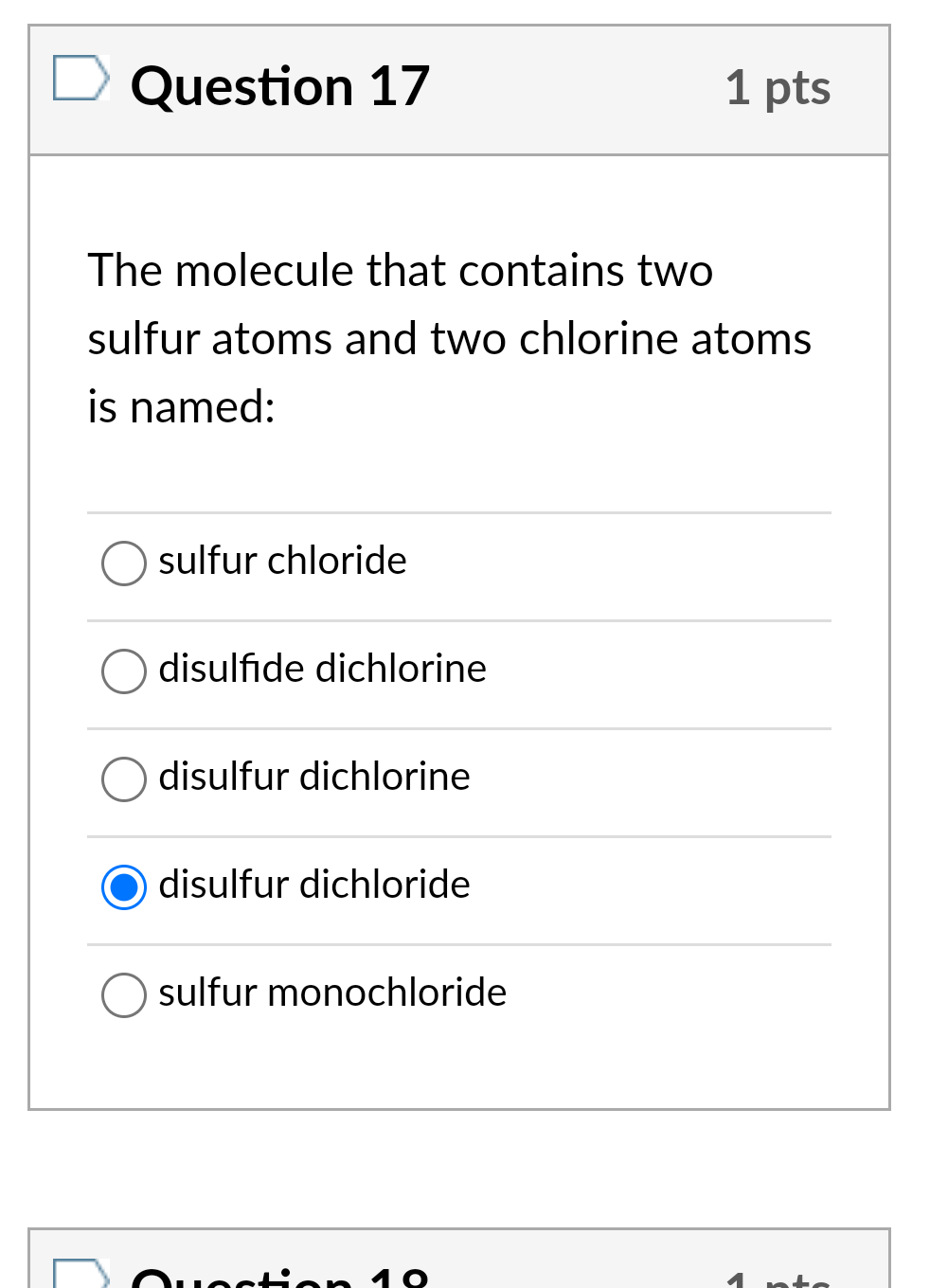 Solved Question 17 1 pts The molecule that contains two | Chegg.com