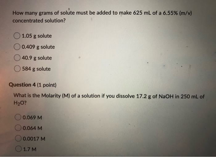 Solved What Is The M M Concentration Of A Kcl Solution