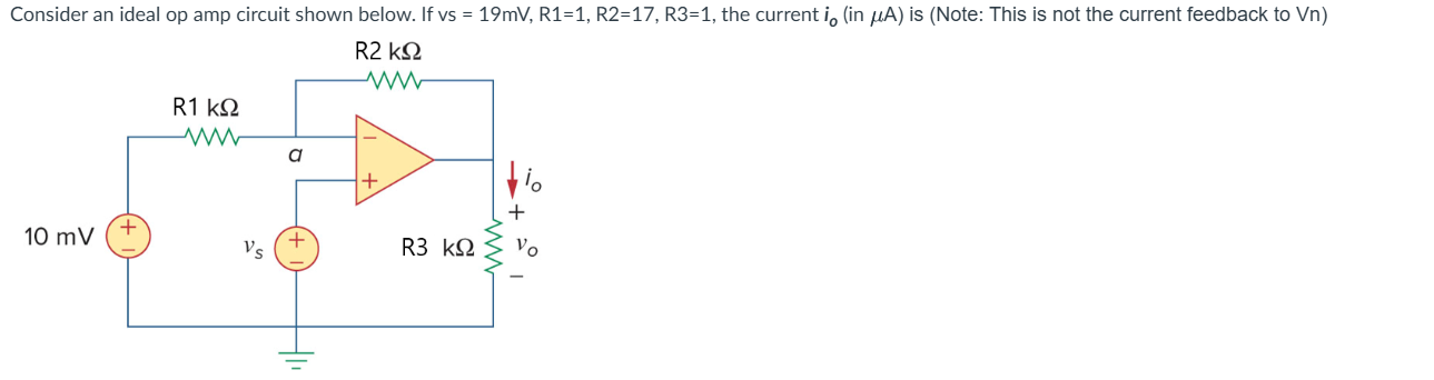 Solved Consider an ideal op amp circuit shown below. If vs | Chegg.com