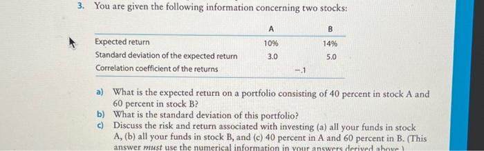 Solved 3. You are given the following information concerning | Chegg.com