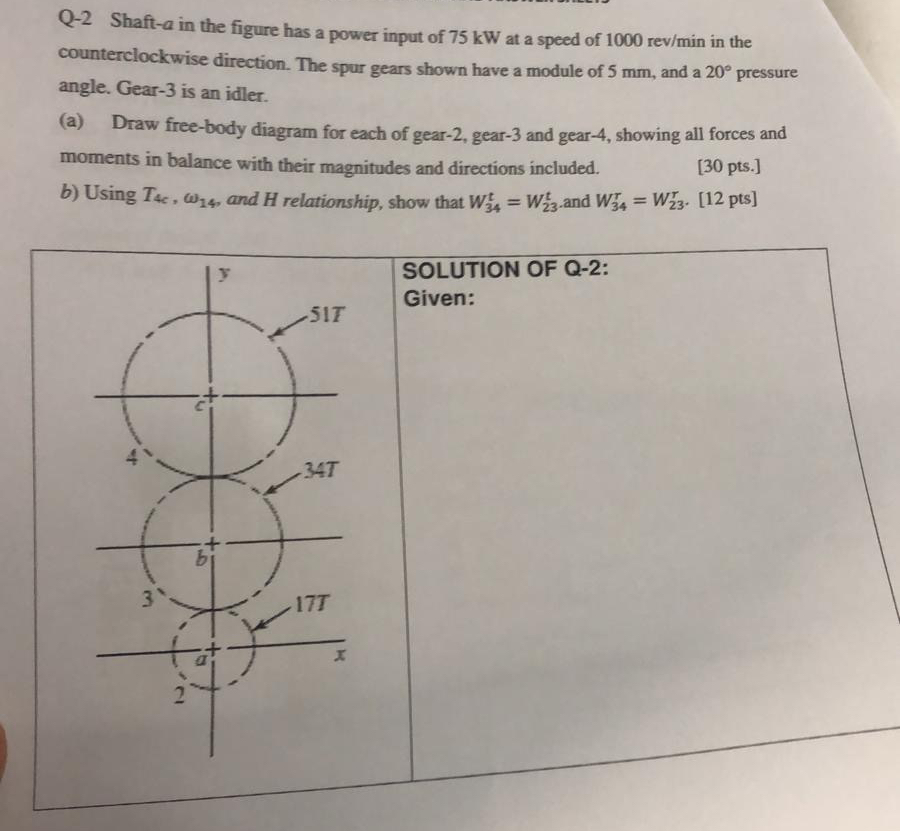 Solved Q-2 ﻿Shaft- a ﻿in the figure has a power input of 75 | Chegg.com