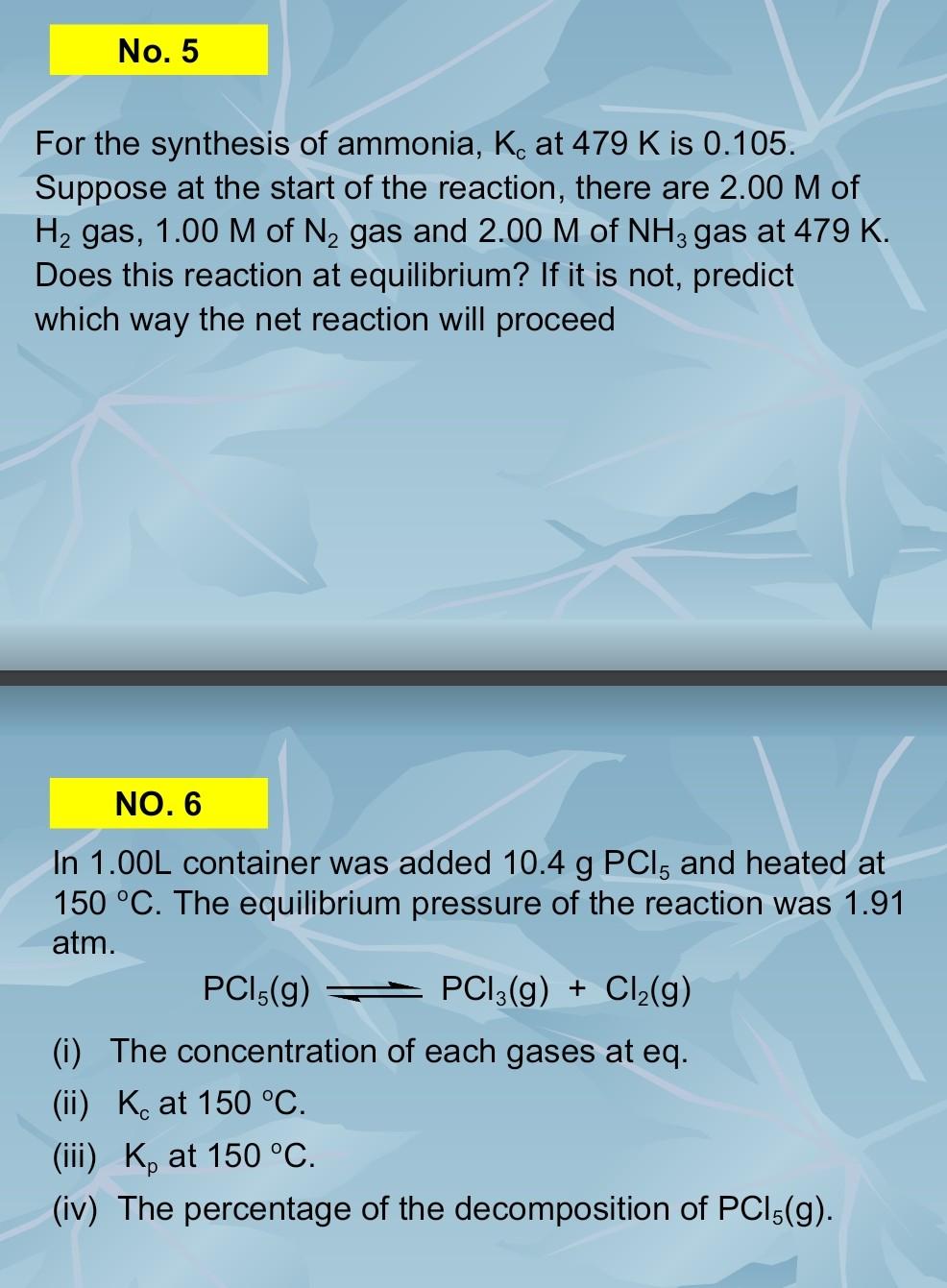 Solved No. 5 For the synthesis of ammonia, K. at 479 K is | Chegg.com