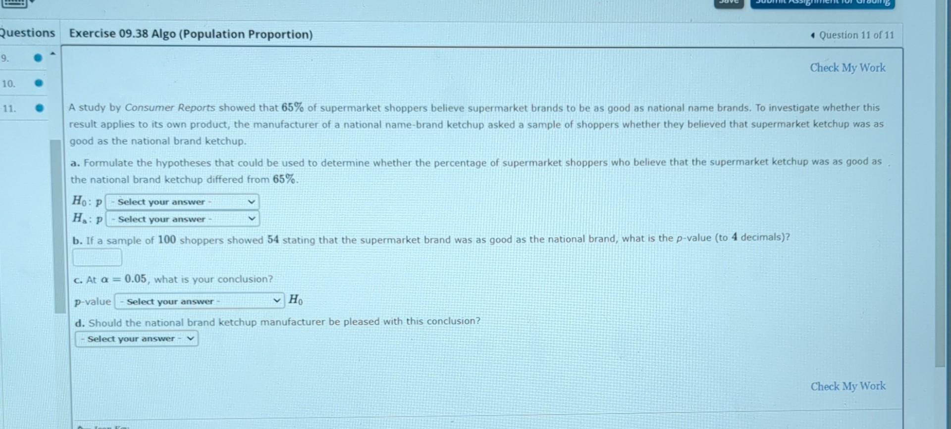 Solved A Study By Consumer Reports Showed That 65% Of | Chegg.com