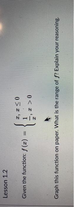 Solved Lesson 1.2 Given the function: f (2) 2, I 0 | Chegg.com