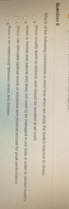 Solved Question 6 Which of the following conclusions is most | Chegg.com